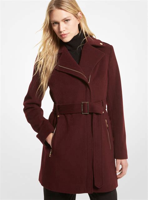 belted double zip envelope pocket coat michael kors|Wool Blend Belted Coat .